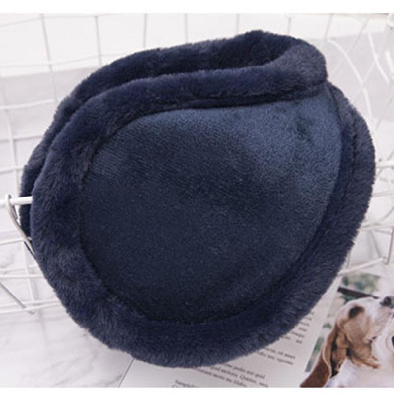 Men's Plus Velvet Thick Plush Winter Ear Warmers with Solid Color Rear-Worn Design for Cold Protection