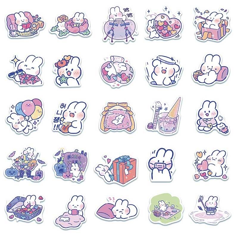buy 50pcs japanese and korean cute cartoon soft cute rabbit stickers for suitcase diary book refrigerator scrapbook graffiti sticker at affordable prices free shipping real reviews with photos joom