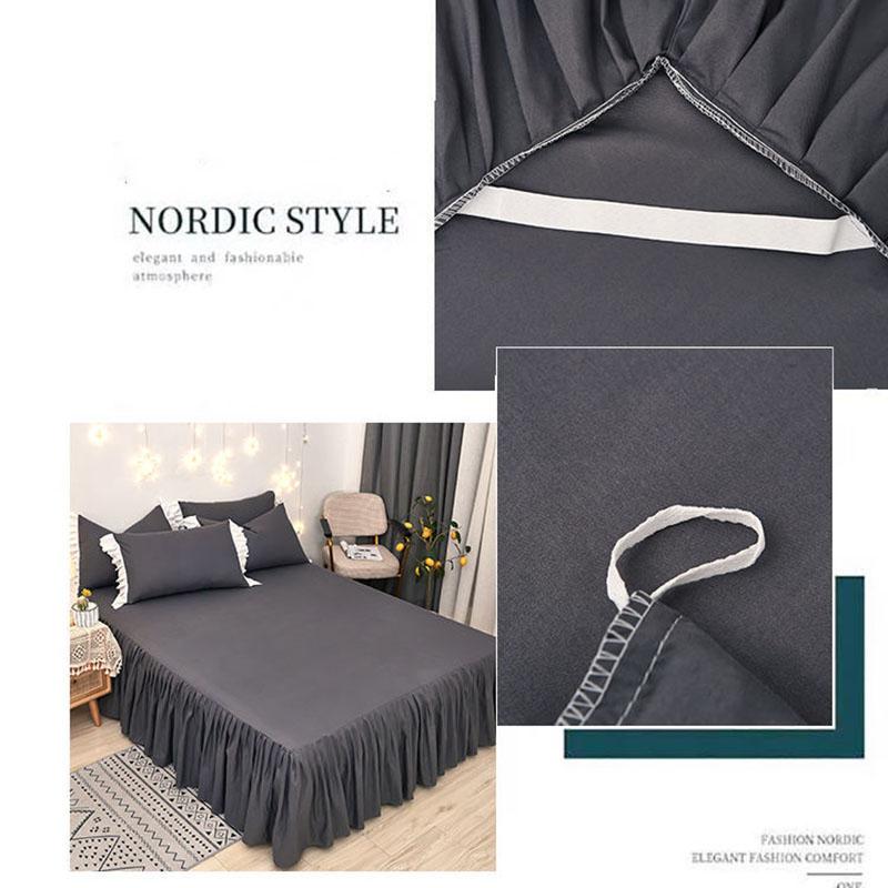 Net Red Korean Princess Style Bettrock Vierteiliger Bettbezug mit Herzspitze für Mädchen Studentenwohnheimbettwäsche