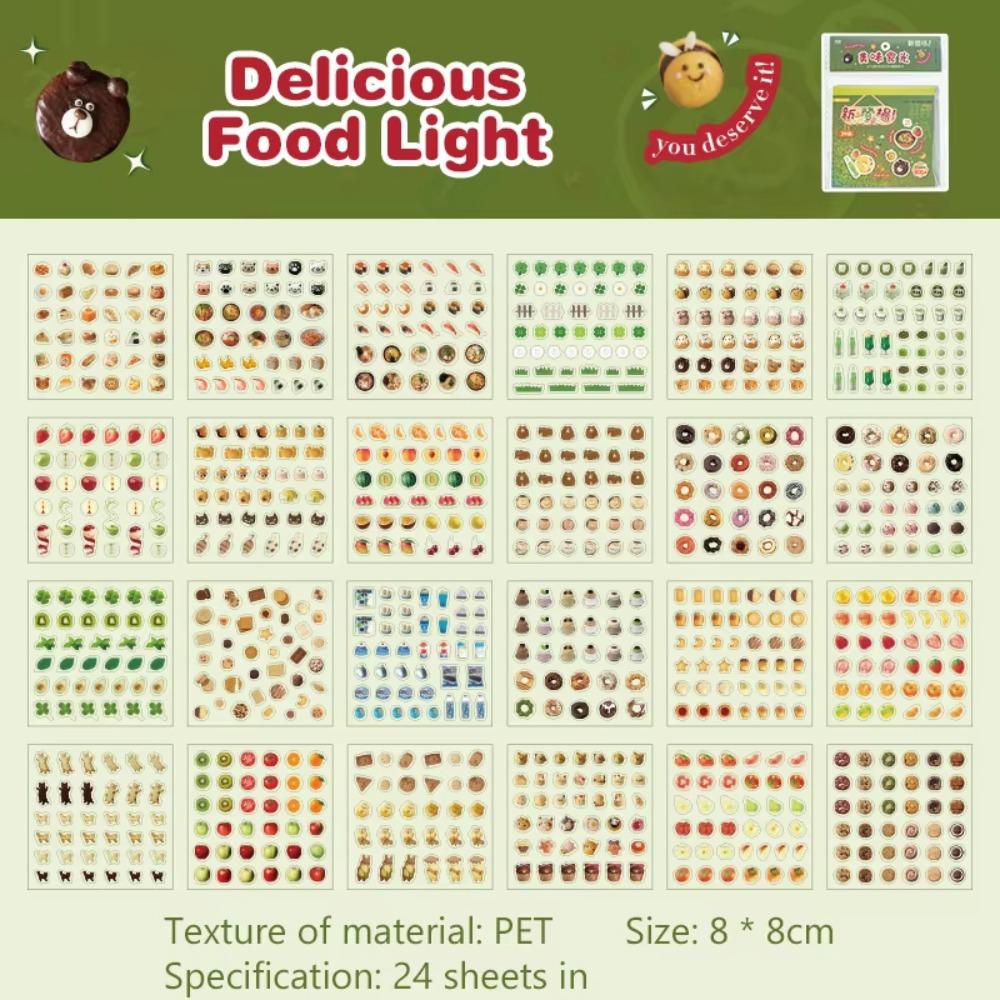 

24Pcs/Set No-Repeat Cup Stickers Self Adhesive Cartoon Stickers for Nail Art Decoration зелёный