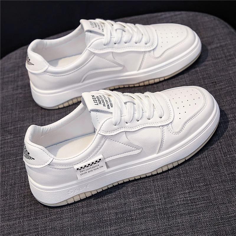 Leather women's shoes soft-soled white shoes spring new versatile flat baseplate shoes casual sports shoes