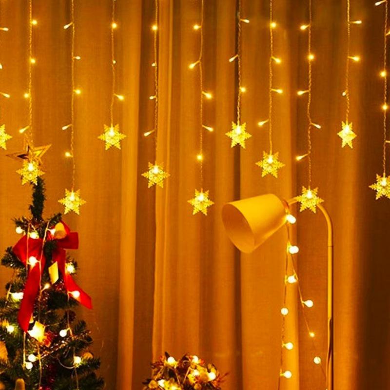 Solar LED Snowflake Icicle String Lights for Outdoor Christmas Decorations