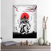 Japanische Schwarze Samurai Geisha Koi Karpfen Krieger Figuren Sonnenuntergang Kunst Malerei Wand Leinwand Poster und Drucke Wohnzimmer Heimdeko