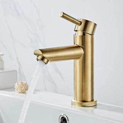 Bathroom Faucet Solid Brass Bathroom Basin Faucet Cold And Water Mixer Sink Tap Single Handle Deck Mounted Brushed Gold Tap