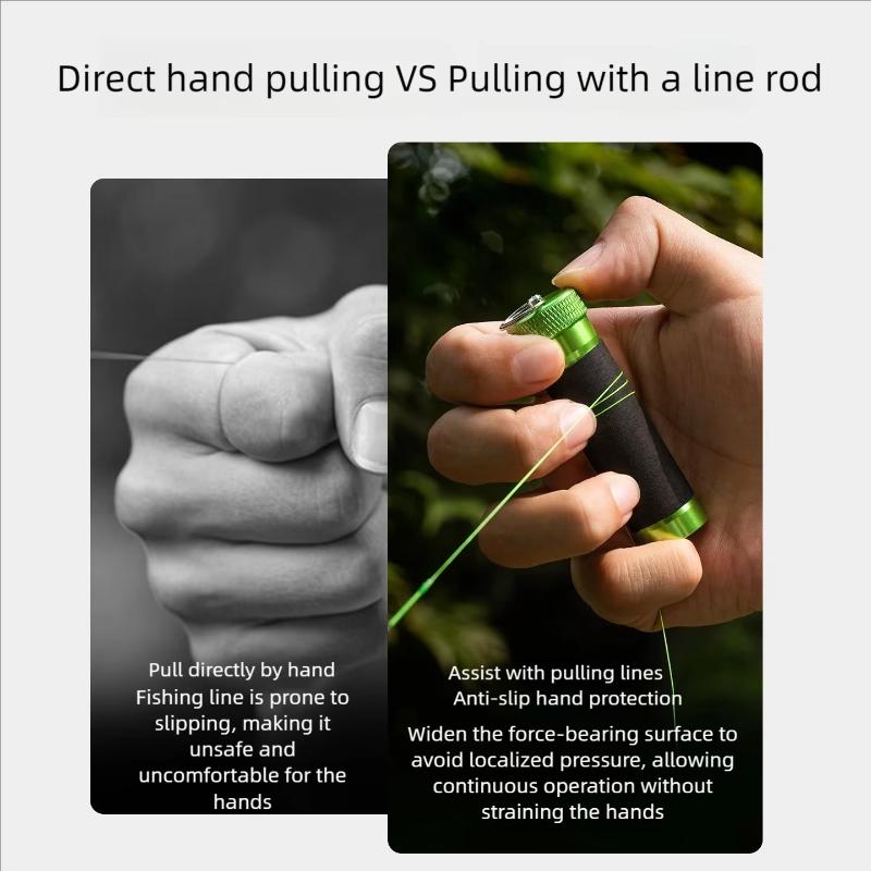 Aluminum Alloy Alloy Cable Rod Fast Line Cutting Rubber Ring Line Pulling Loop Anti-Slip Protect Hands Fishing Line Puller