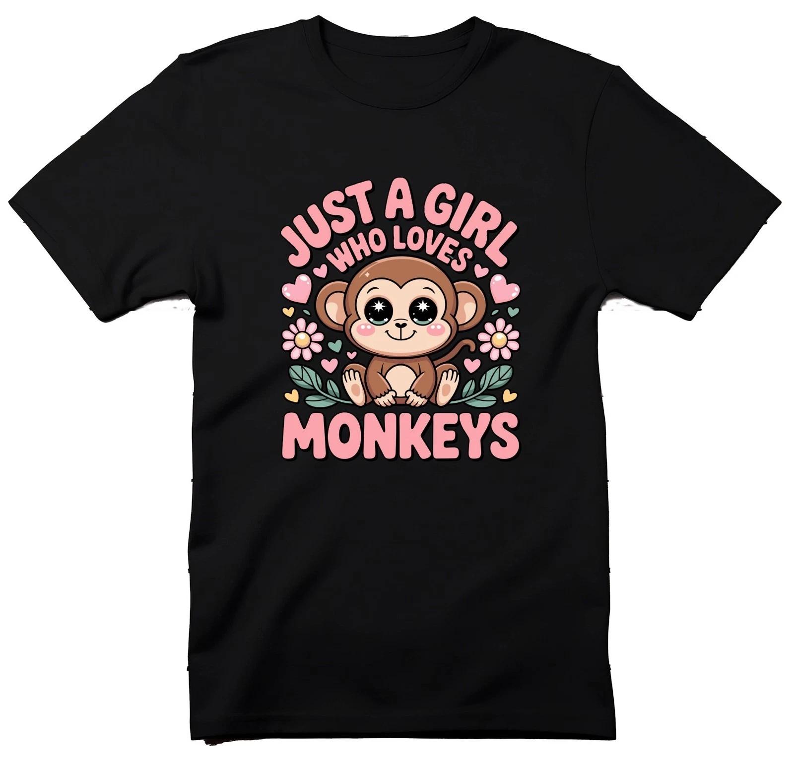 Just A Girl Who Loves Monkeys T-Shirt, Cute Monkey Tee, Animal Lover 4XL