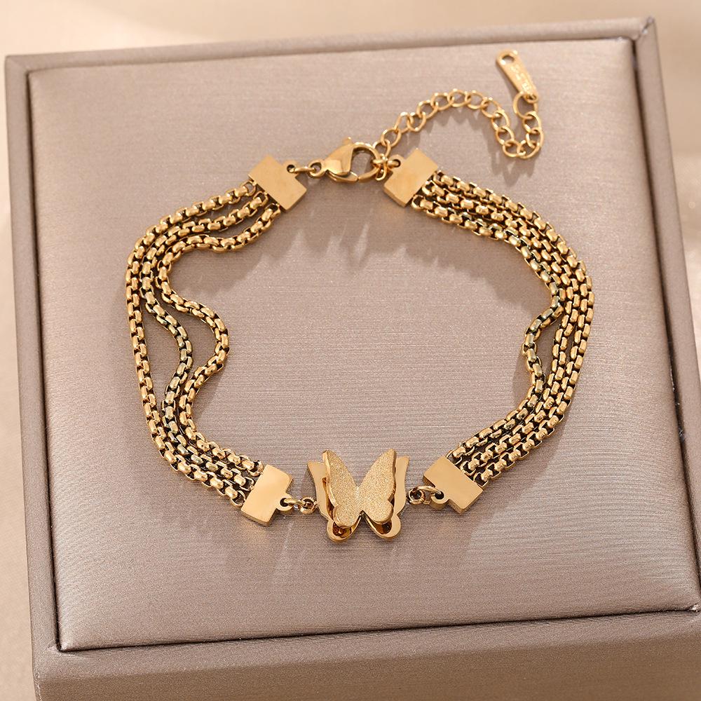 Luxe Titanium Staal Vierbladig Klaver Armband in Koreaanse Stijl met Ingelegde Diamanten voor Vrouwen - Kleurvast