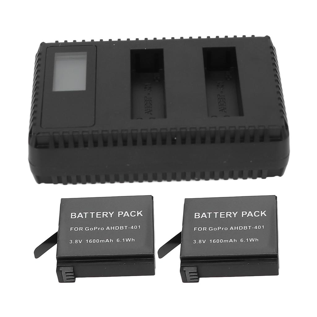 Camera Battery Charger Dual Slot LCD Display Safe USB Battery Charging Station for Hero 4