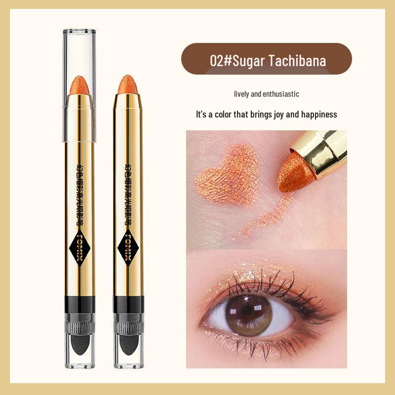 FOMIX Dual-Color Iridescent Eyeshadow Stick: Smudge-Proof, Pearlescent, Brightening, Pigmented Highlighter for Under-Eye and Shadow.
