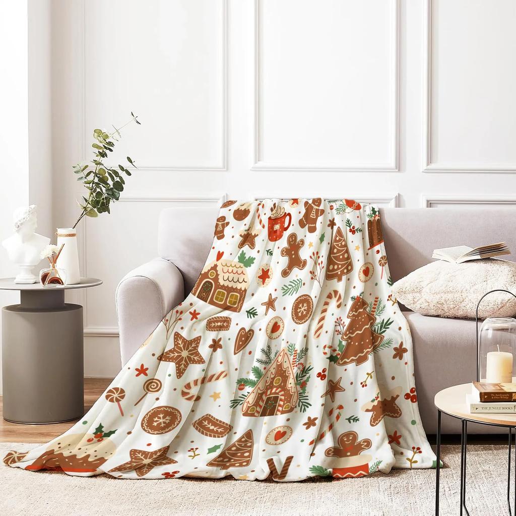 Christmas Creative Throw Flannel Print Blanket Super Soft Cozy Sofa Nap Blanket Home Perfect Home Gift for Her