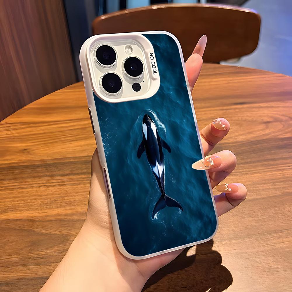 O-Orcas W-Whale Phone Case For IPhone 17 Air 16 15 14 Plus 13 12 11 Pro 7 8 XS Max XR Silver White Bumper Case
