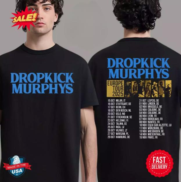 Dropkick Murphys Europe Tour 2026 Autumn Tour Dates Two Sides T-Shirt XL