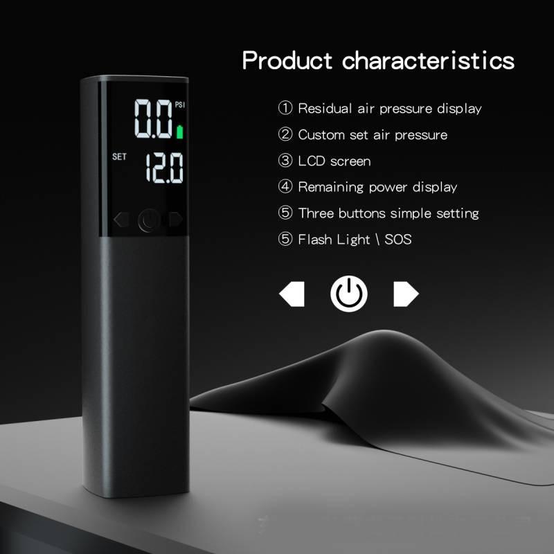 Portable Mini Car Air Pump For Wireless Tire Inflation With Built-in Led Light And Usb Charging