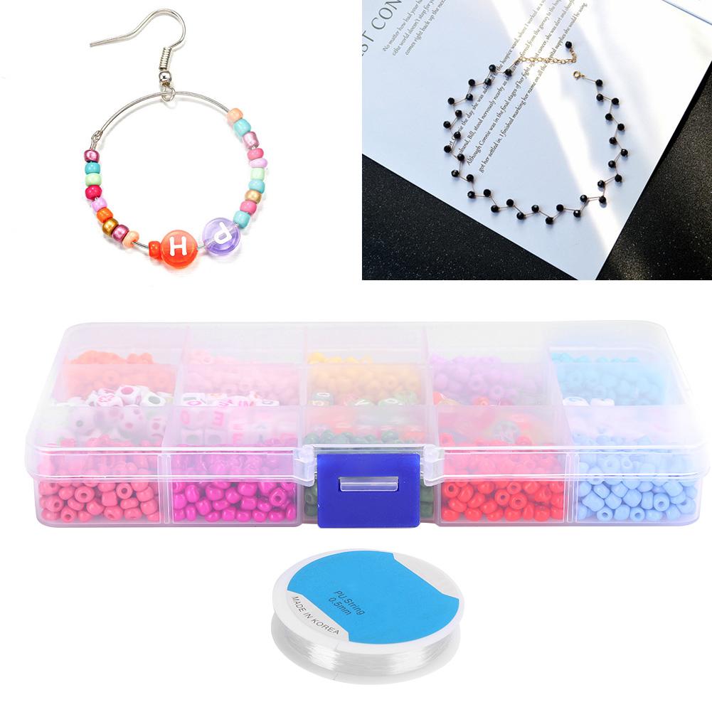 DIY Craft Round Quadrate Beads Kit Bracelet Necklaces Crafting Jewelry Making Supplies