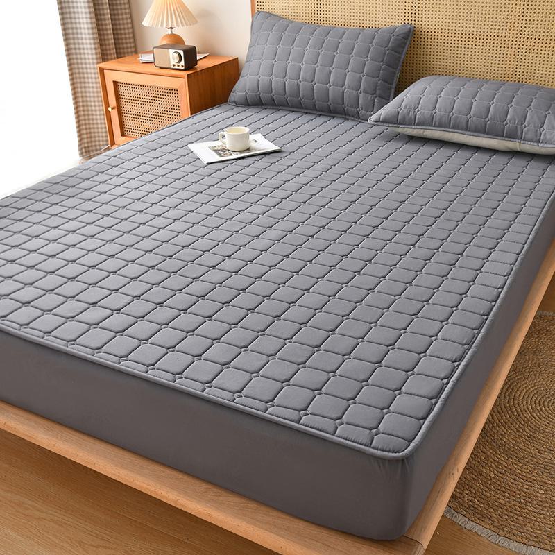 

Утолщенный, нескользящий, водонепроницаемый стеганый чехол для матраса, для тепла и защиты осенью и зимой. Single Fitted Sheet 90*200cm+30cm темно-серого