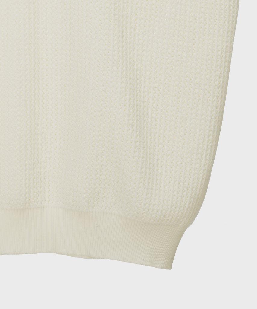 BASIC HOUSE Uni Color Block Collar Knit Ivory Lxkt3101