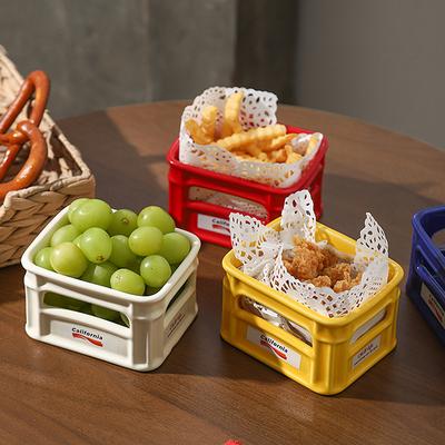 2025  Creative Ceramic Snack Bowl Living Room Home Fruit Bowl Cafe Snack Basket Popcorn French Fries Bowl