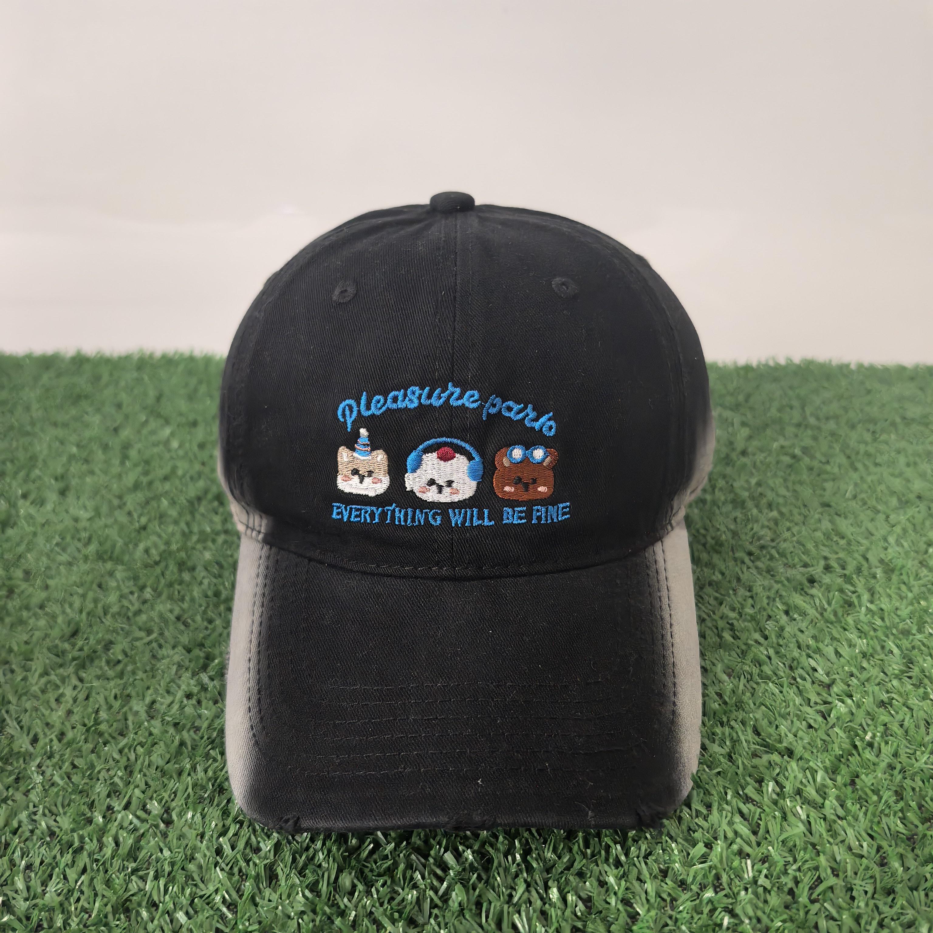 

Cute Cartoon Animal Embroidered Baseball Cap for Women, Vintage Washed Distressed Cotton Dad Hat, Adjustable Casual Sun Visor Ha Adjustable чорний