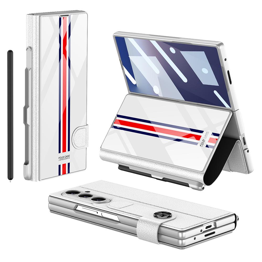 GKK For Samsung Galaxy Z Fold7 5G Case with Pencil Slot Hard PC+PU+Tempered Glass Phone Cover