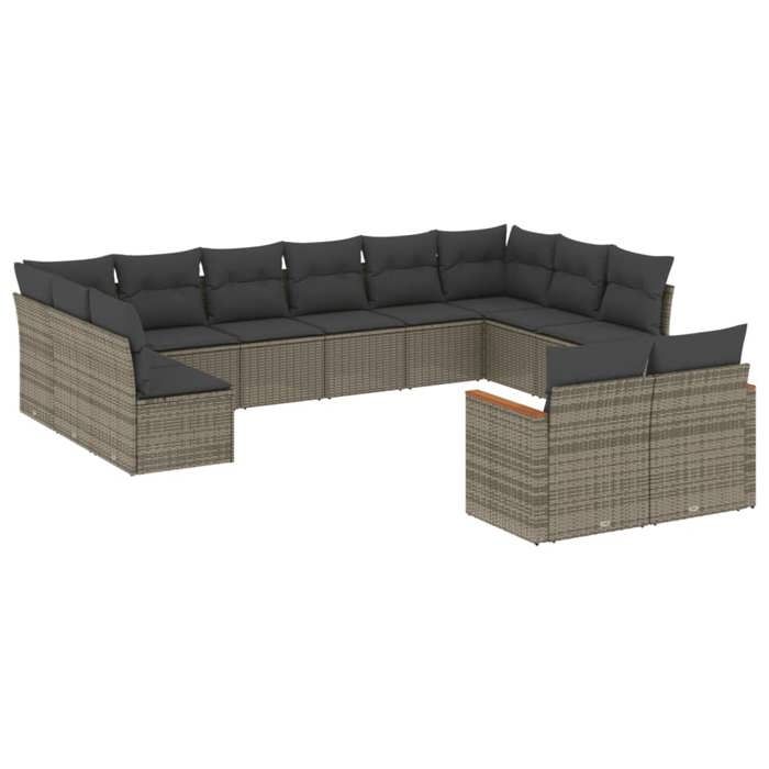 VidaXL Garden Lounge Set with Cushions 12 Pcs, Patio Sofas, Patio Furniture Set, Outdoor Furniture, Grey 3226445
