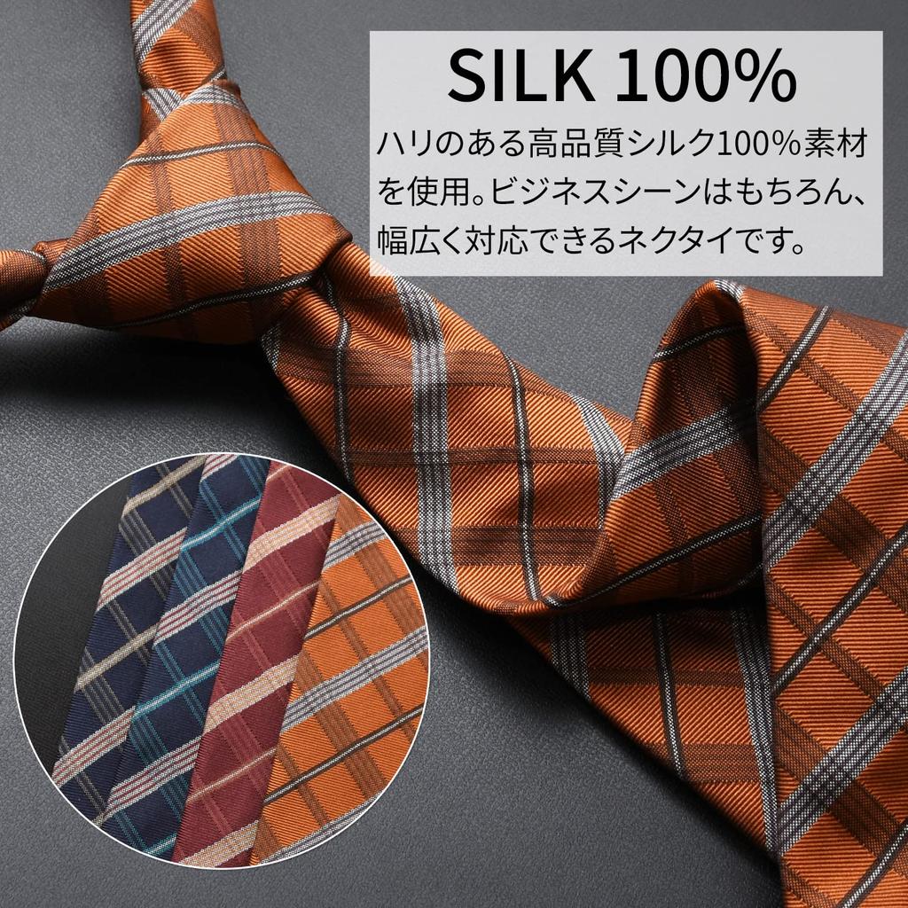 MICHIKO LONDON Brand Made in Italian Silk Jacquard Plaid Regular Size [MICHIKO LONDON] Necktie, Japan, Fabric, Weave, Pattern, Stripe, Business, (C