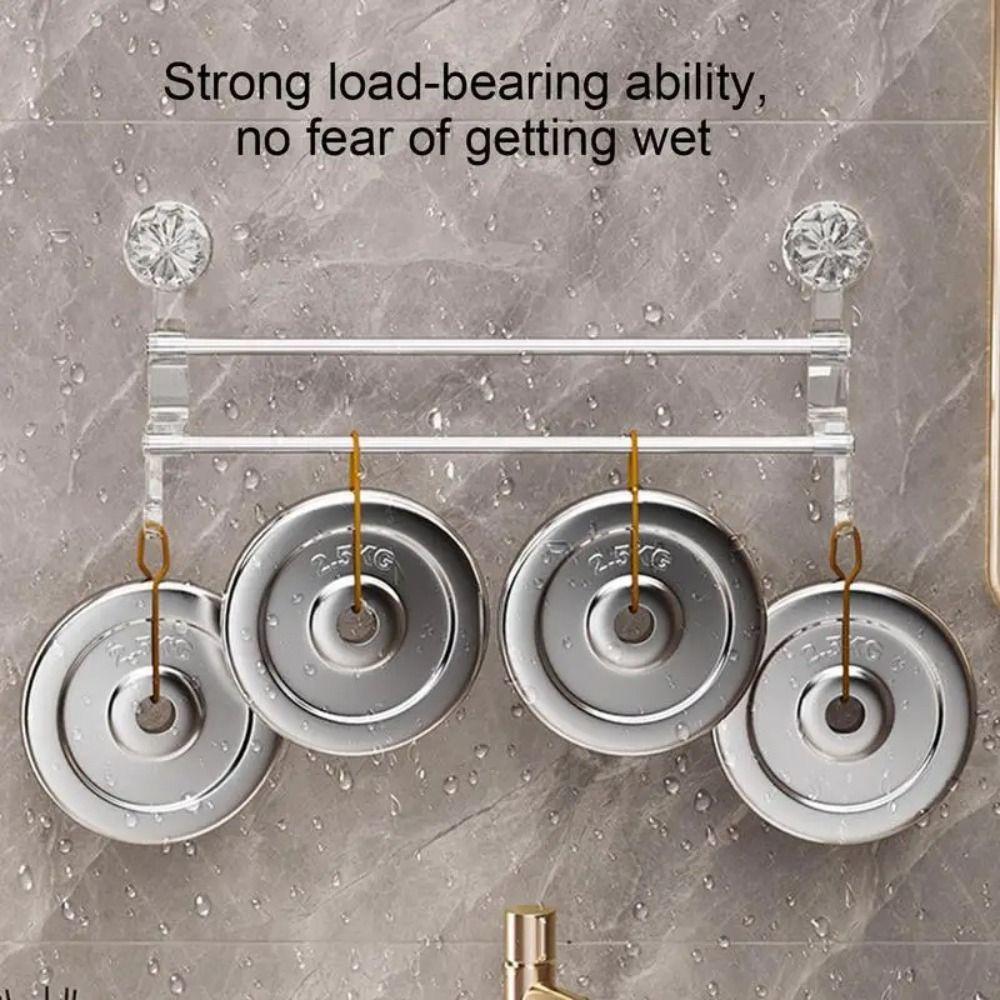 Dual-layer Towel Bar Rotating Toilet Towel Rod Light Luxury Suction Cup Towel Rack  Bathroom