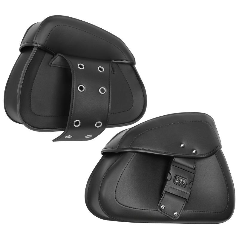 1 Pair Motorcycle Universal Black Faux Leather Saddlebags Side Luggage Saddle Bags for Honda for SUZUKI Yamaha Cafe Racer Bobber
