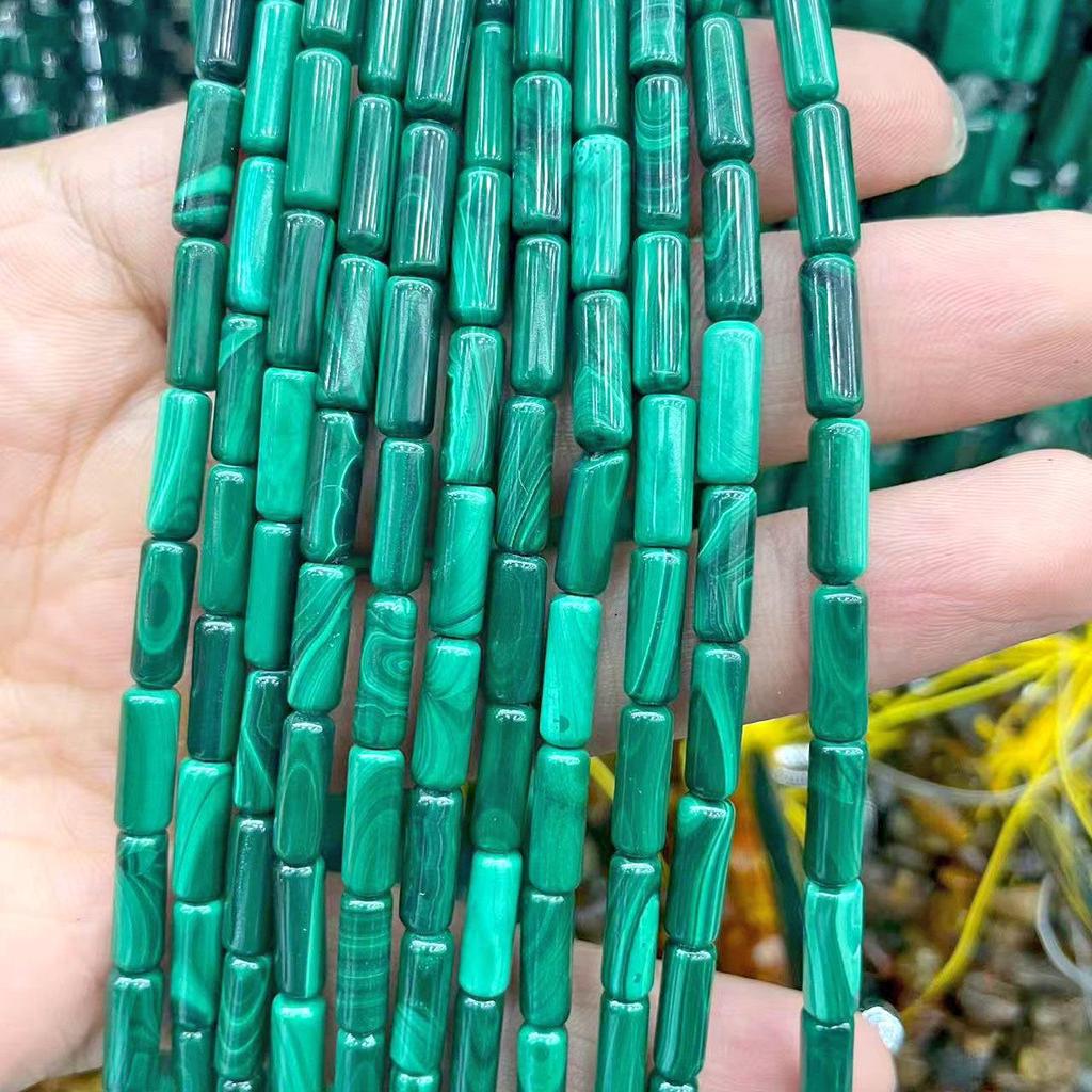 Pure Natural Malachite Tube & Oval Abacus Loose Beads for DIY Bracelet Jewelry