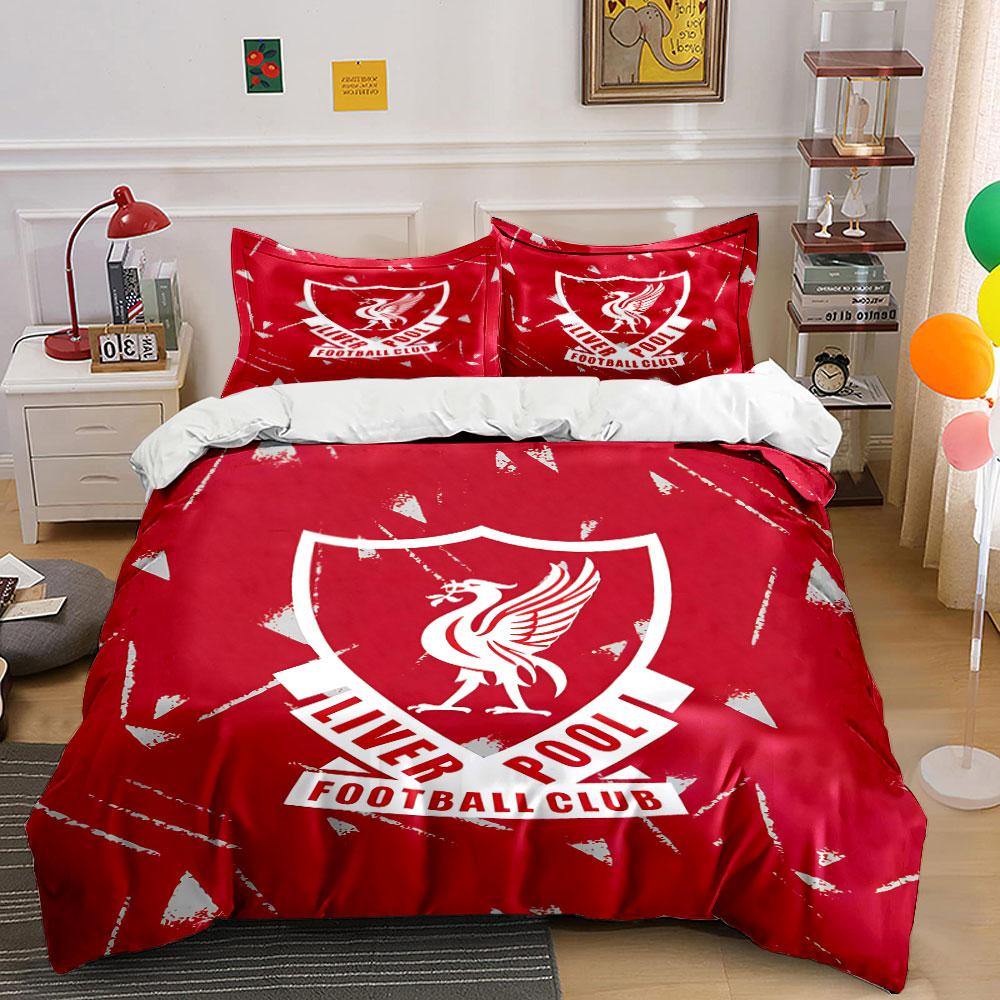 Biancheria da letto rossa del Liverpool Football Club Set Copripiumino Copripiumino Federe (1 * Copripiumino 2 * Federe, senza piumino)