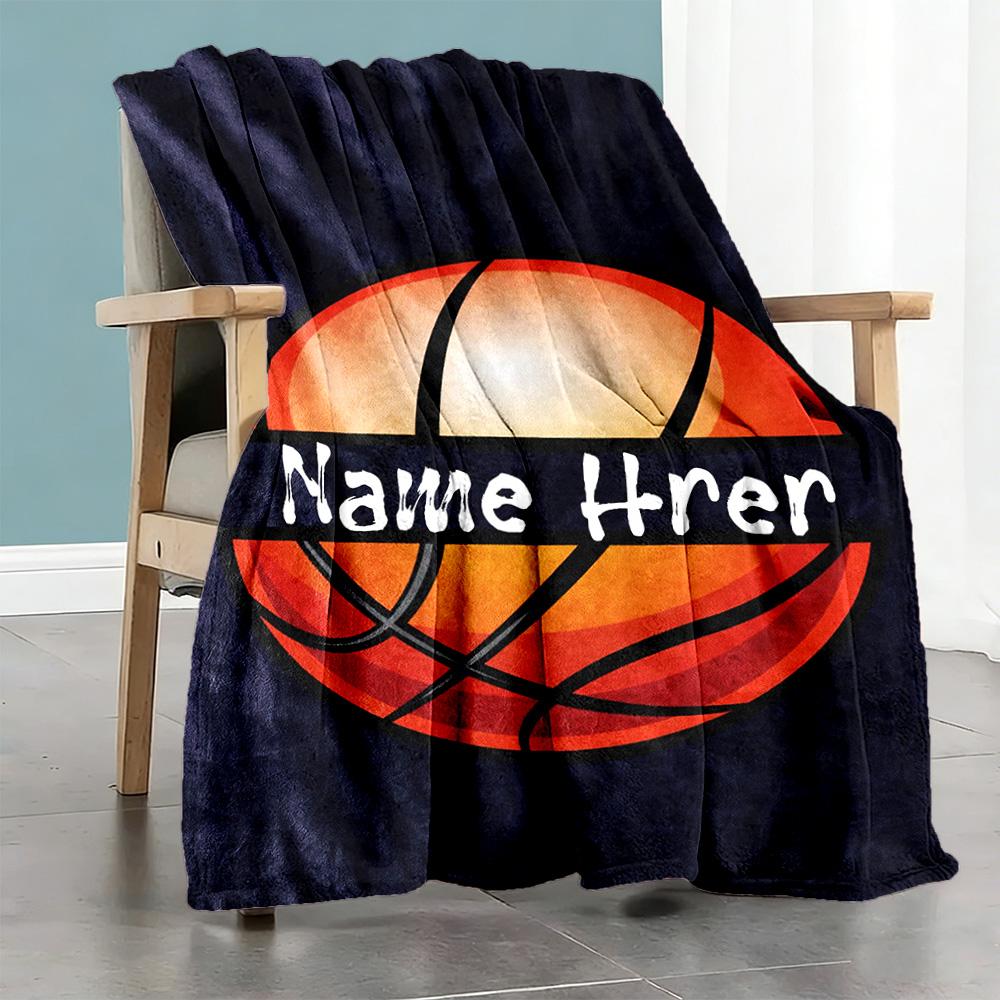 Basketball Style Personalized Text Blanket Lightweight Customizable Blanket Comfortable Versatile for Nap Office Couch Livingroom All-Season Use
