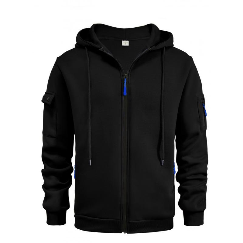Men's Plus Size Zipper Hoodie with Arm Pockets - Autumn & Winter Casual Sports Jacket