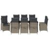 Garden Dining Set with Cushions 9 pcs Grey Poly Rattan