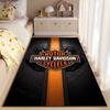 Tappeto, Harley Davidson Motociclette Pelle Striscia Arancione Logo Motore Biker Stampa Artistica, Decorazione Man Cave, Tappetino Antiscivolo