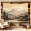 2D Flat - 2D Flat - 1pc 2D Flat Tapestry Autumn Mountains at Dusk with Calm Lake Reflection, Serene Landscape Art Featuring Layered Peaks, Golden Foli