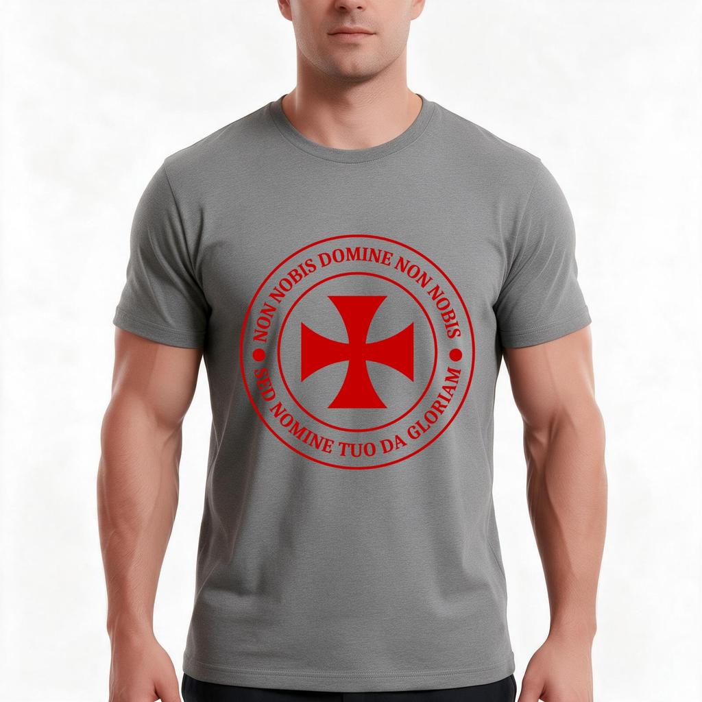 Templar Badge With Motto Tshirt Summer Casual Cotton Tee Oversized Streetwear Tops Vintage Graphic Print Unisex Unisex Unisex
