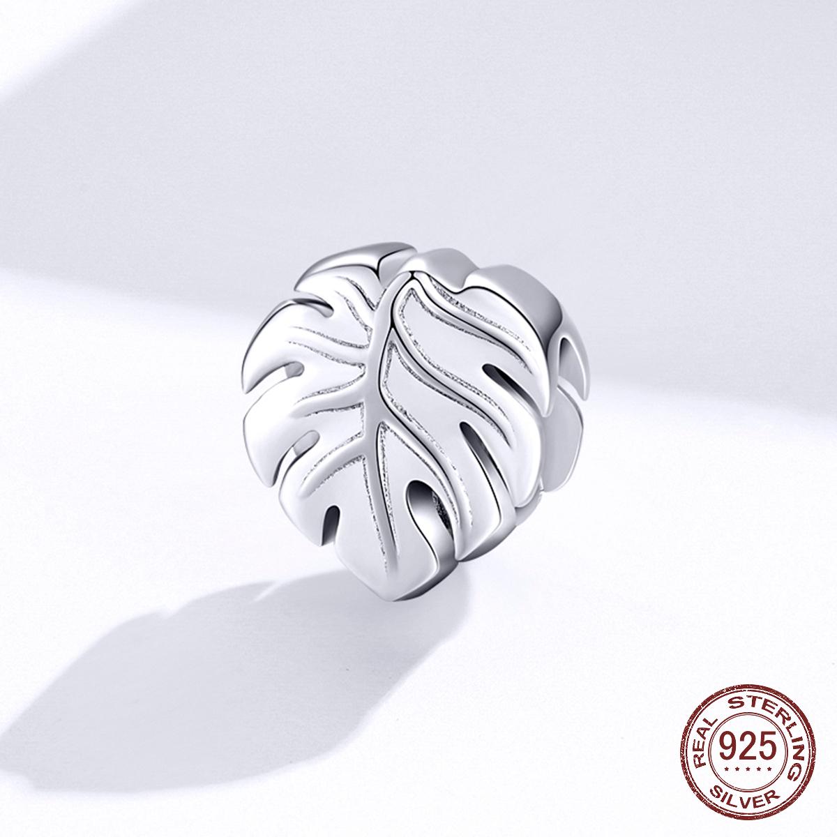 

925 стерлингового серебра металлический шарм для оригинального браслета бренда и браслета растение листа monstera Deliciosa популярные ювелирные изделия