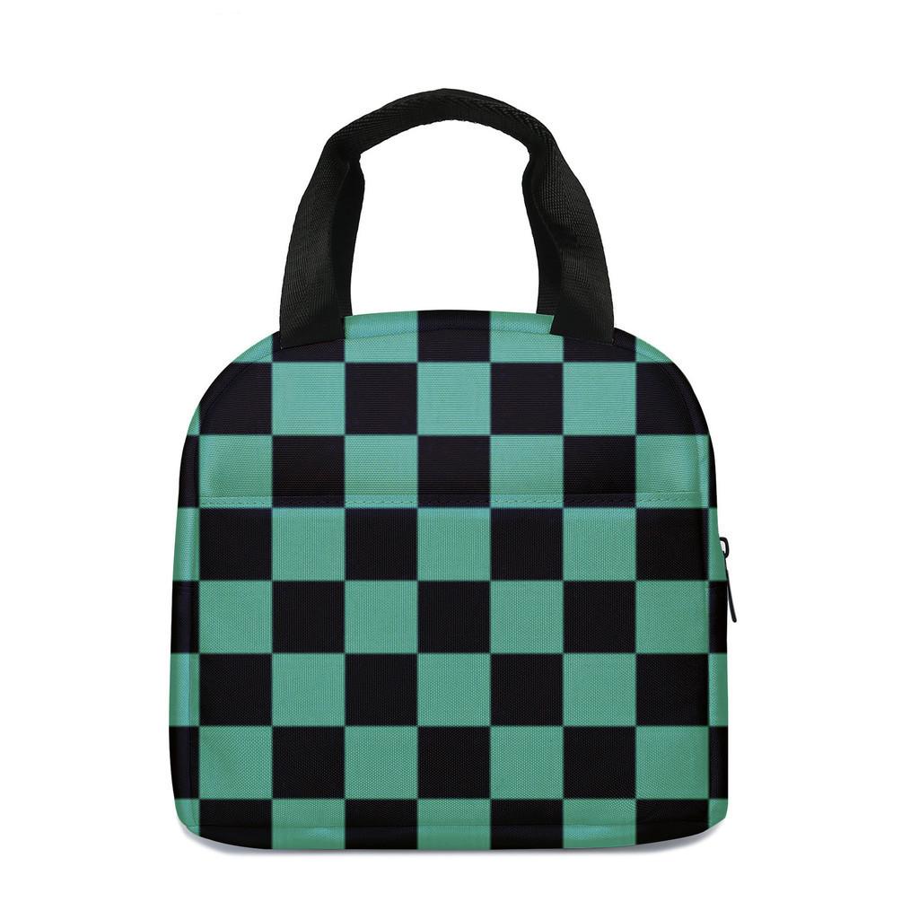 

Demon Slayer Cartoon Lunch Bag Thermal Insulated Large Capacity Tote Bag Kitchen Green