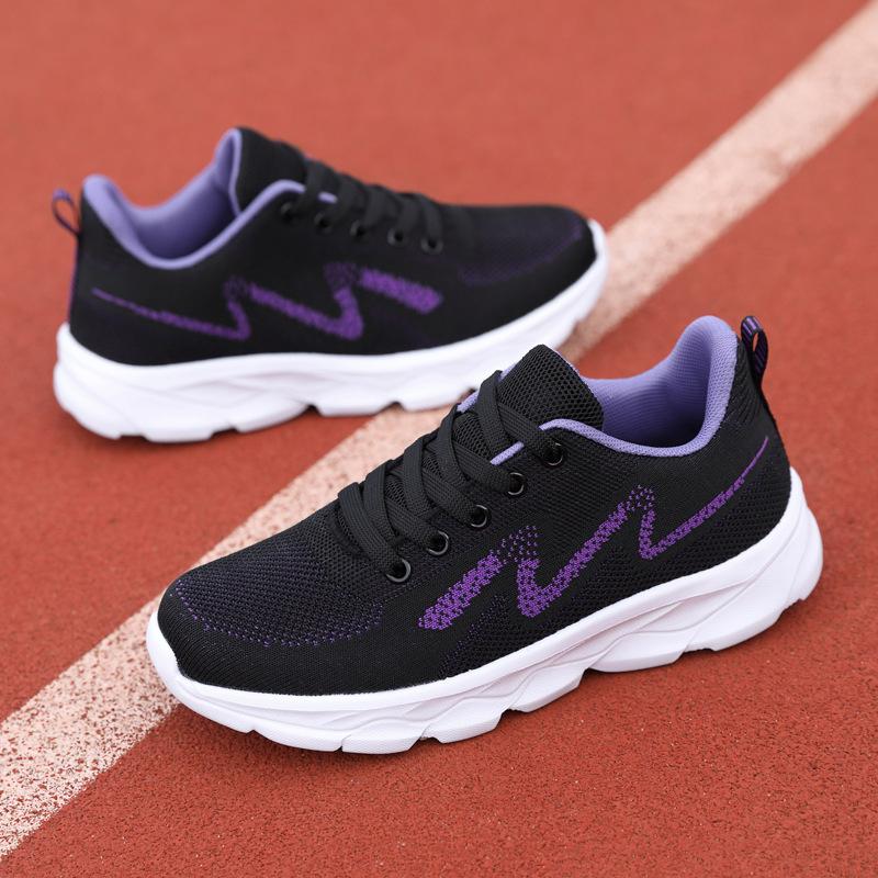 Summer women s shoes versatile breathable lightweight running sports shoes breathable casual travel shoes black shoes women 41