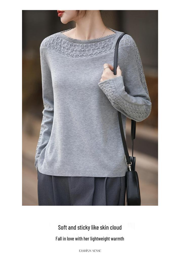 Women's Hollow Out Fine Wool Knit Sweater - Autumn/Winter Style