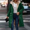 Women Winter Splicing Long Coat Hooded Long Sleeve Fleece Lining Outwear Zipper Placket
