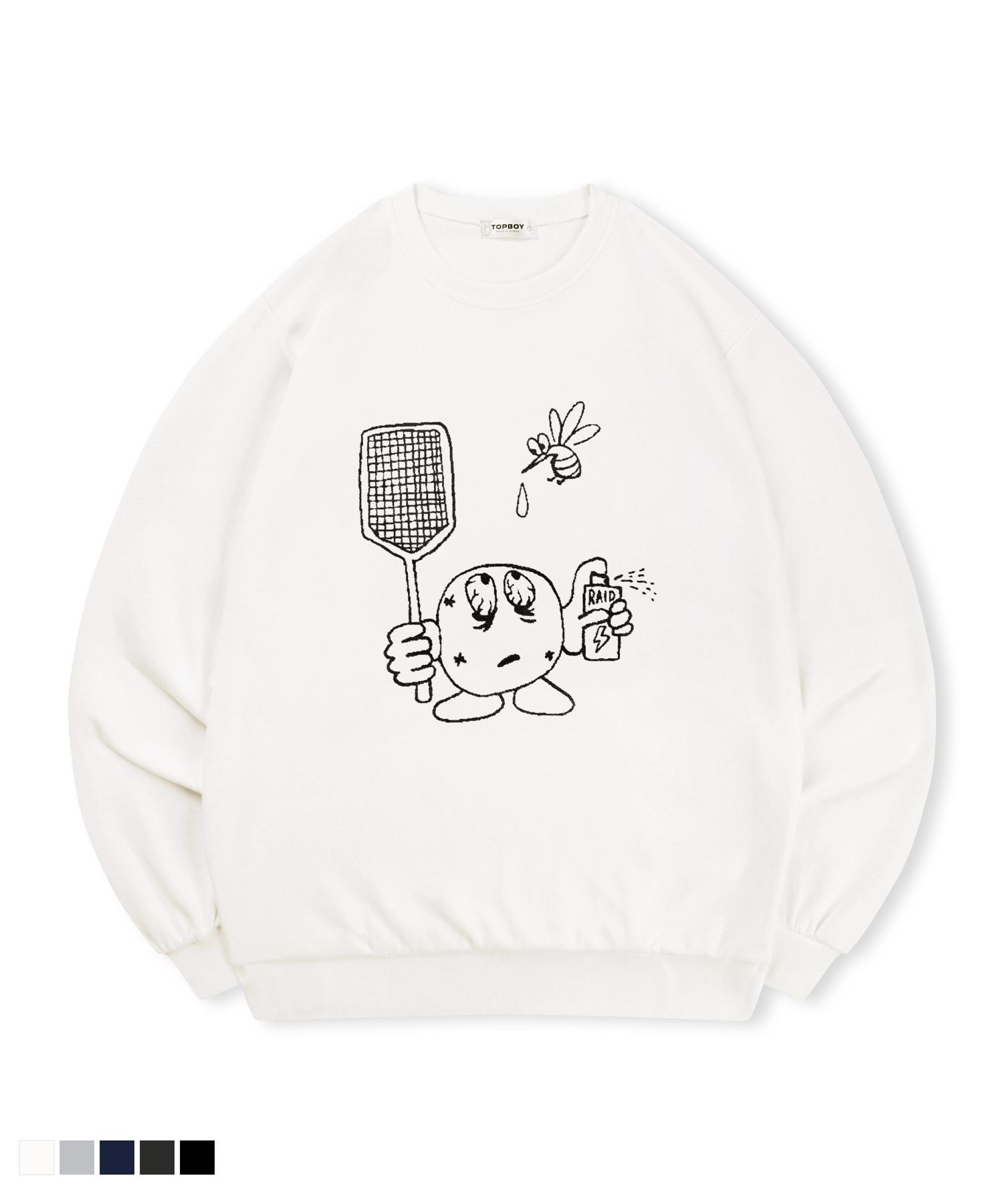 Top Boy [Non-Fleece Or Fleece-Lined] Mosquito Print Sweatshirt (Type C) (Fleece-Lined) Navy Ptm1008/L