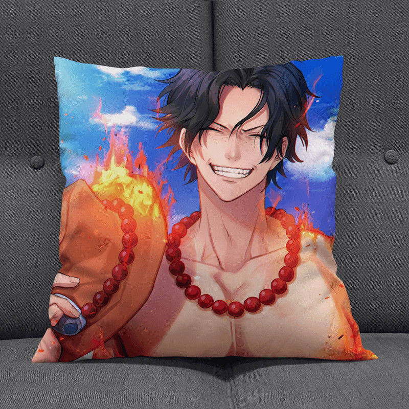 Anime Op Luffy Pillow Cover, Cute Chibi Smile Print Cushion Cover, Polyester Throw Pillow Case For Sofa Bedroom Car, Home Decor
