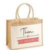 Beach Bag - PLANETEE - Jute with Théa En Vacances Pocket - Cotton - Large Capacity - Sturdy Handles