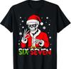 67 Meme Six Seven Skeleton Santa Funny Christmas Gen Z Slang T-Shirt