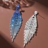 Ladies Light Luxury Rhombus Long Tassel Shines Crystal Ear Drop