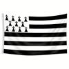 Un Drapeau Breton - Bannière Bretonne avec Œillets Métalliques, Design Unilatéral, Convient pour une Utilisation Intérieure et Extérieure - Décoration Fierté Bretonne, Mât Non Inclus