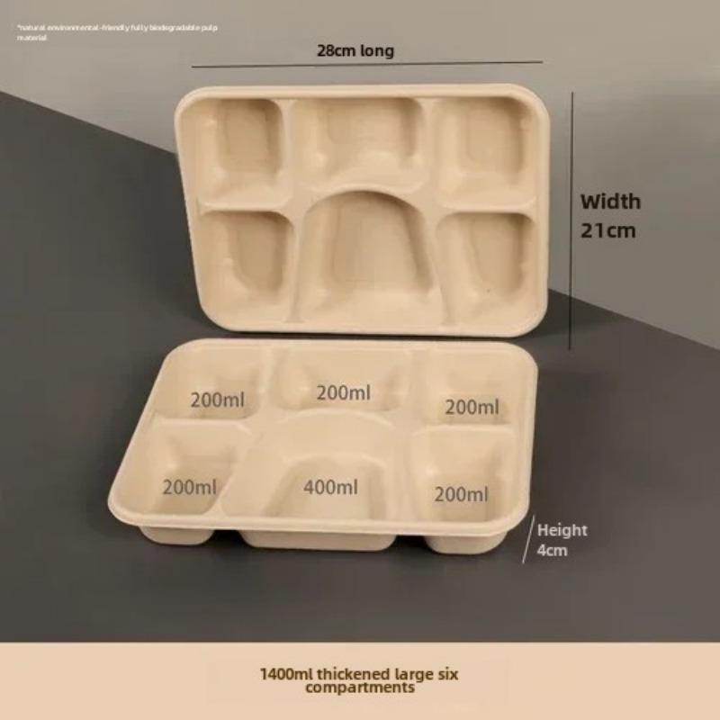 Caja de embalaje desechable para entrega dividida, 10 unidades, gran capacidad, papel de cuadrícula múltiple, cajas para el almuerzo, respetuosas con el medio ambiente, para microondas