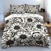 Black and White Floral Pattern Print Bedding Set 1 Duvet Cover 2 Pillowcases for Adult and Children Luxury Gift Full Size