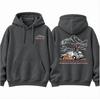 Unisex Camping Mountain Graphic Hoodie, Front and Back Print Outdoor Hiking Travel Hooded Sweatshirt, Casual Street Pullover Top