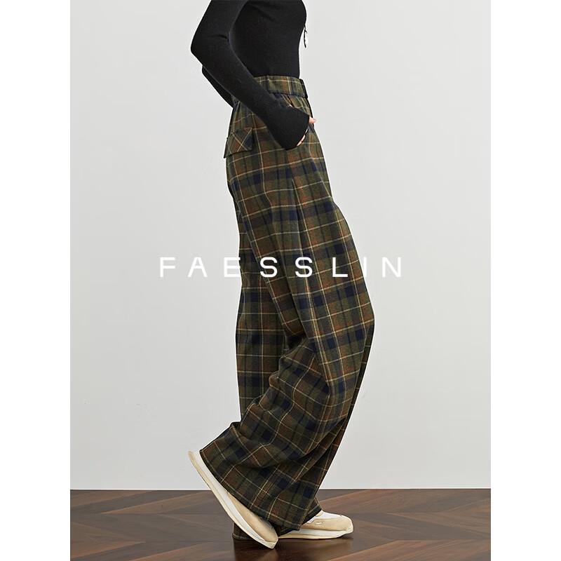 FAESSLIN Women's Vintage High-Waist Straight-Leg Casual Pants